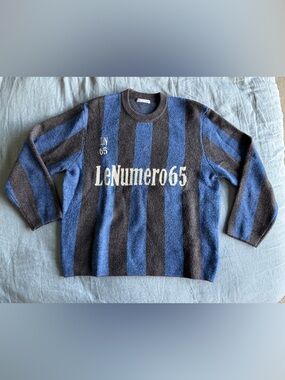 Zara Men’s Blue and Gray Striped Sweater LeNumero65 - sz S